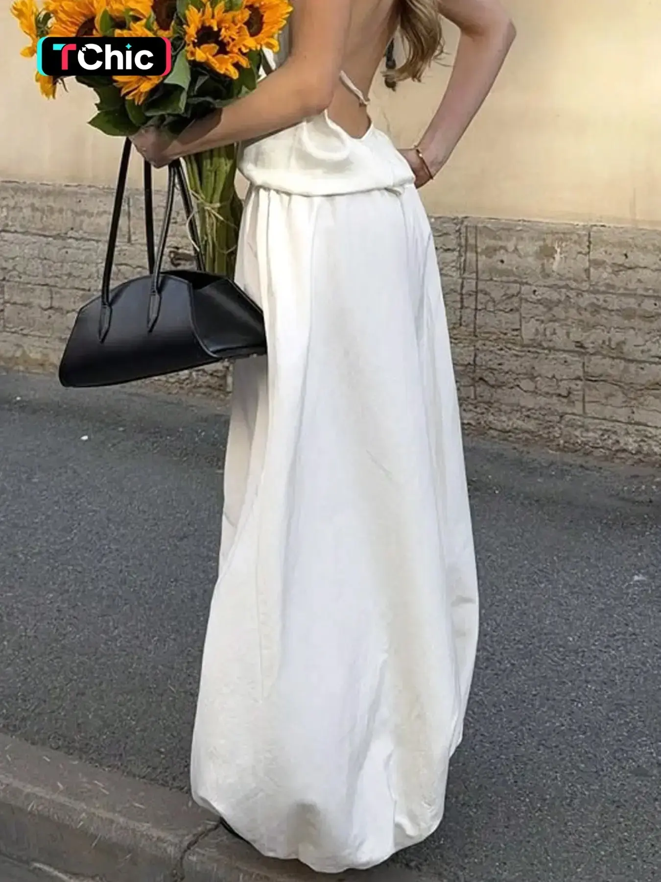 White Elastic High Waist Wide Leg Pants Women Loose Fit Bubble Hem Trousers Casual Streetwear Summer Going Out Bottom Elegant Chic Flowy Balloon Pants Fashion Casual Minimalist Pants Casual Fashion Bottoms