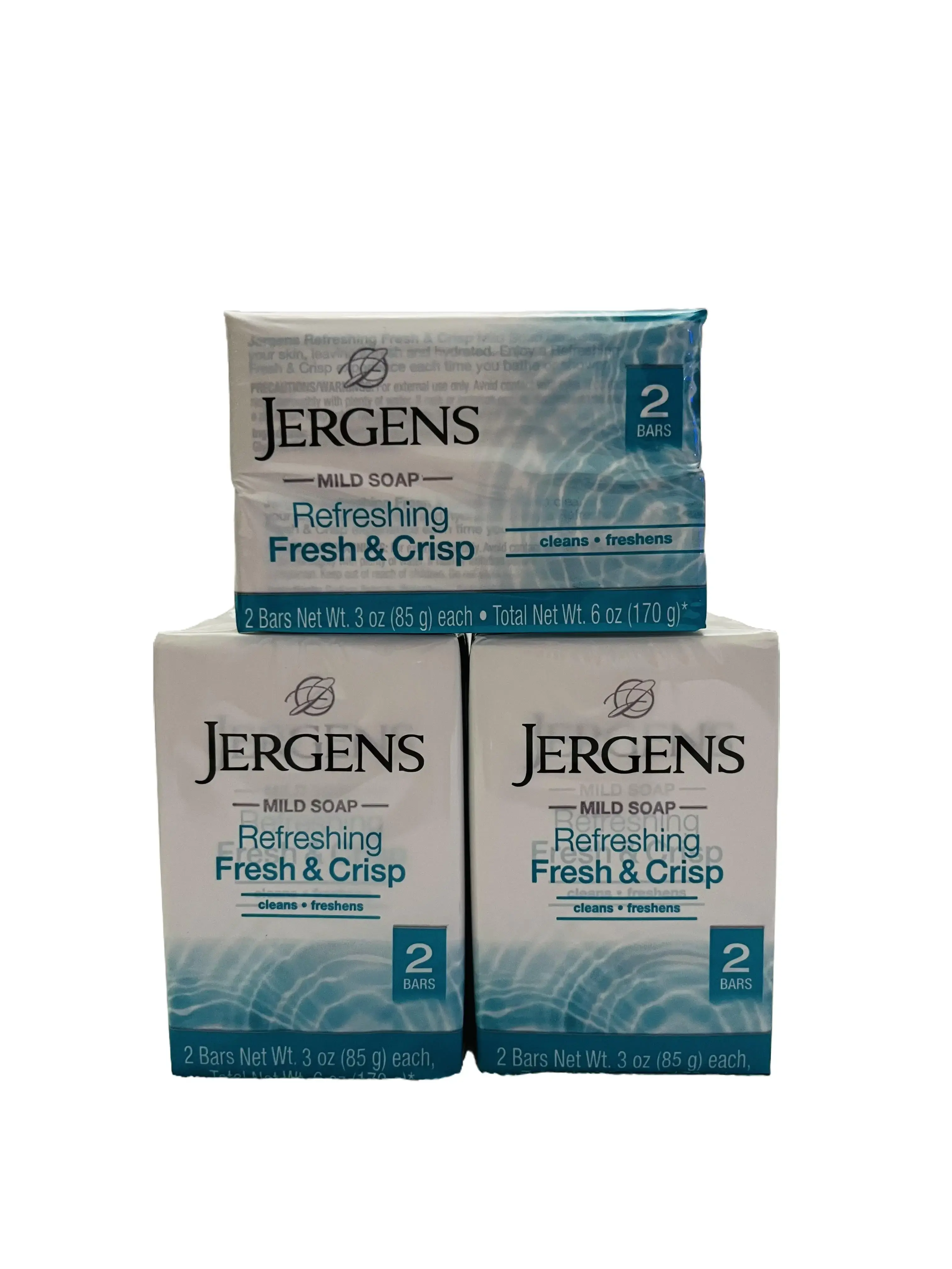 Jergens Refreshing Fresh & Crisp Bath Soap 6 Bars (3 Twin Packs), 3 oz Each