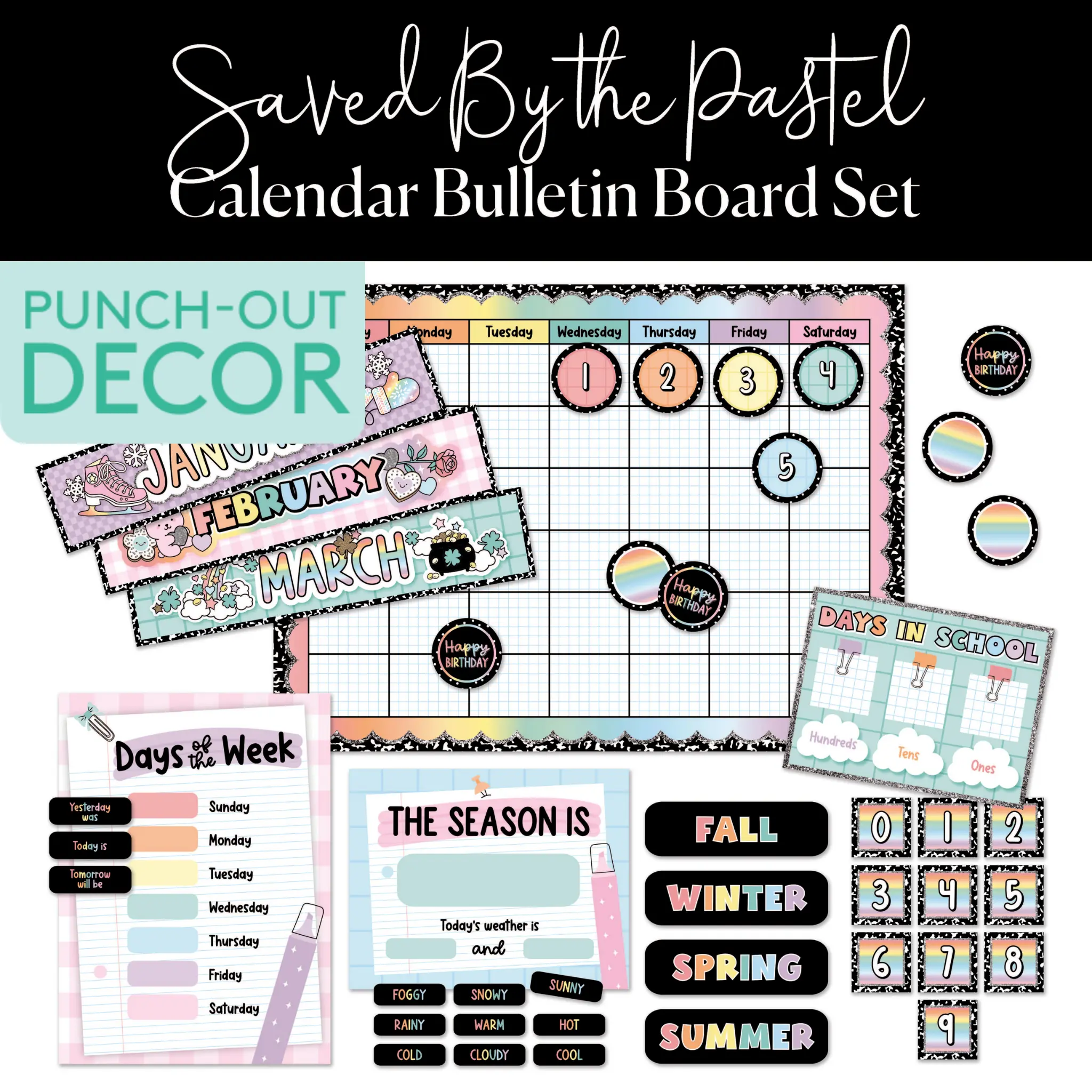 Pastel Calendar Bulletin Board Set | Saved By The Pastel
