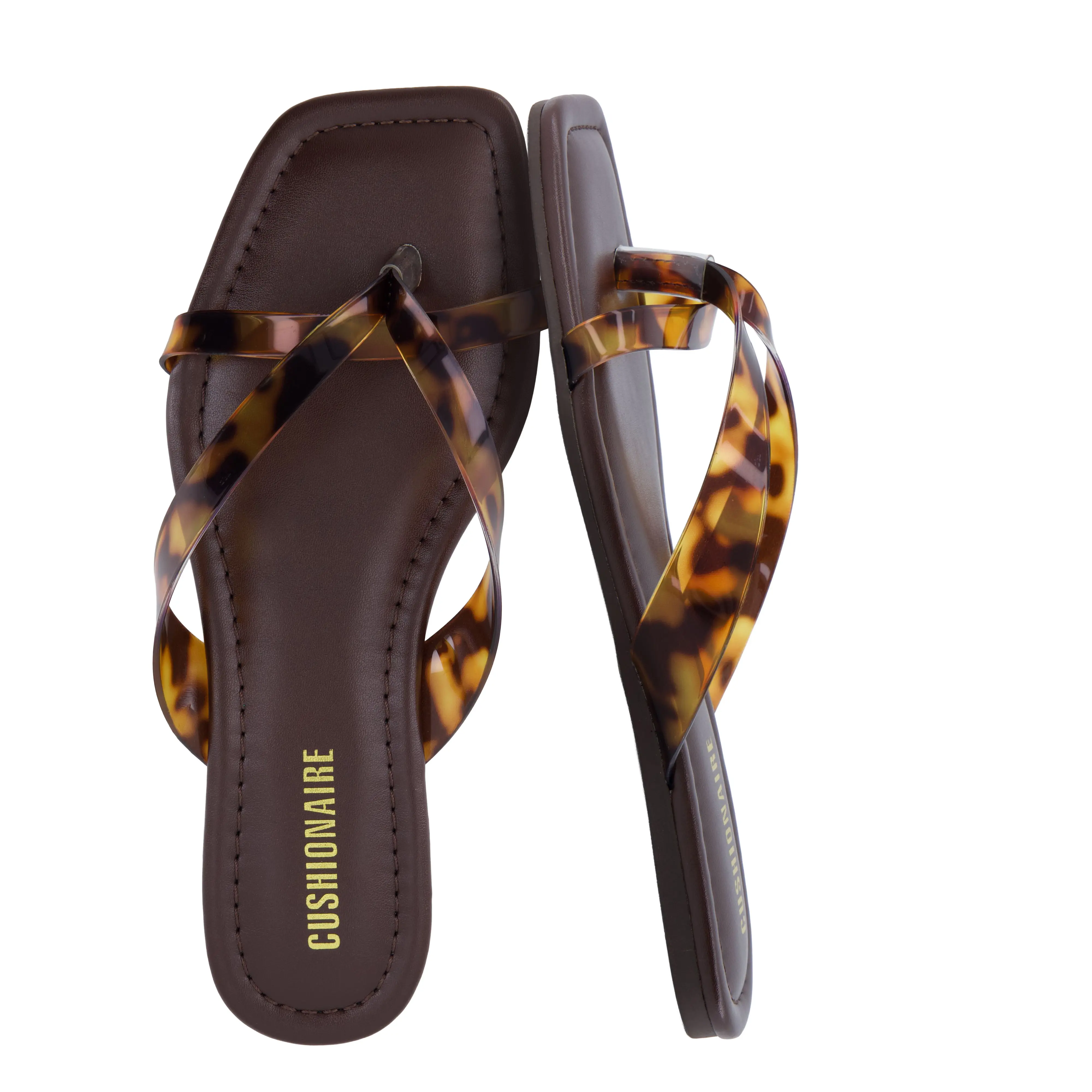 Cushionaire Titan Square Toe Flat Jelly Sandals for Women | Dressy Slip On Women's Flip Flops with Cushioned Footbed