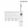 UFORU Wall-Mounted Magnetic Modern Plastic Toothbrush Holder with Automatic Toothpaste Dispenser - 2-4 Cup Capacity, Cosmetic Drawer, Large Tray, Accessory Bottles, Drawer + Tray Space-Saving Multifunctional Bathroom Organizer, Home Essentials Gift