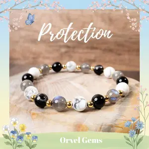 Shield Labradorite Premium Gemstone Protection Crystal Bracelet - Perfect for Men, Women, Couples, and Friends | Ideal for Daily Wear, Meditation, Gift