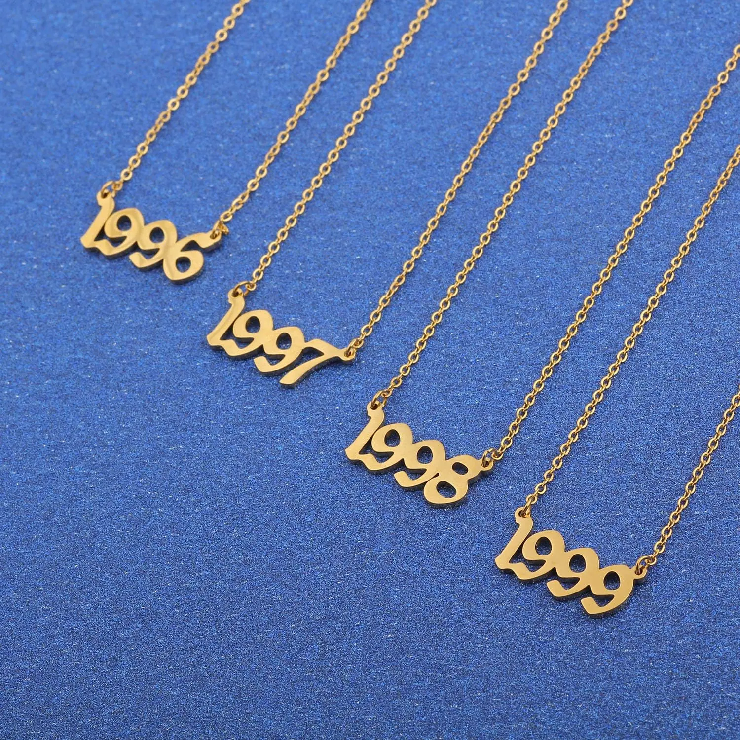 Birth Year Number Necklace for Women 18K Gold Plated Stainless Steel Birthday Pendant Necklace Memorable Anniversary Jewelry