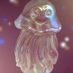 Aura Opalite Jellyfish Figurine - Handcrafted Iridescent Glass Sculpture for Home Decor and Collectibles