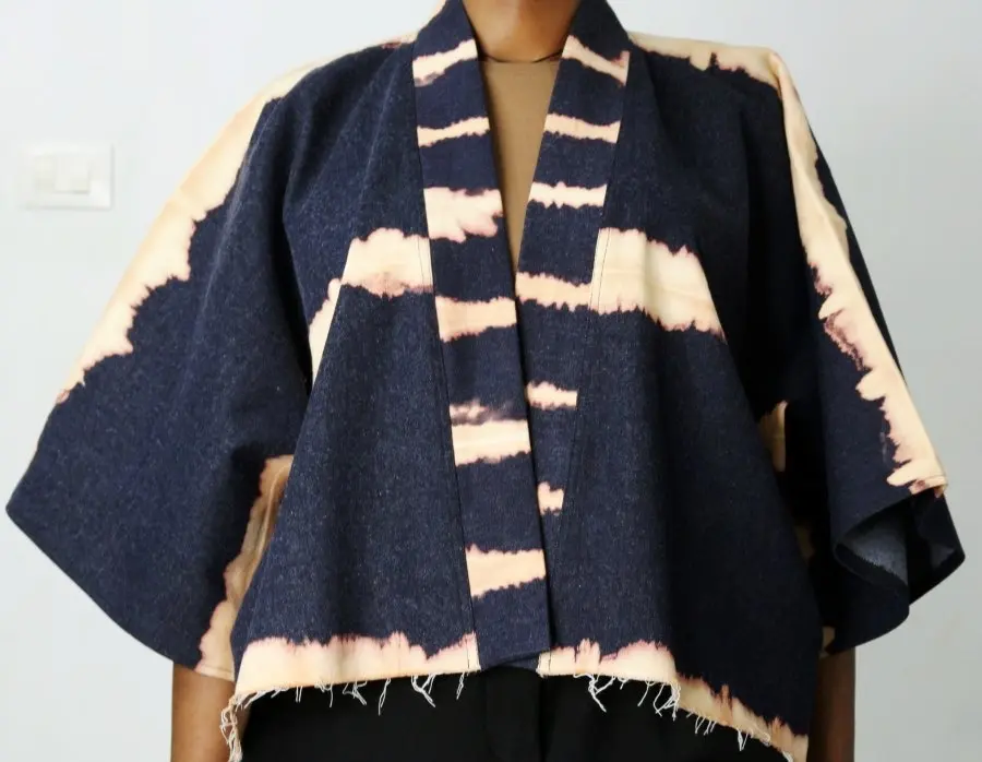 Bleached Denim ULTRA Kimono – Hand-Bleached Statement Women’s Jacket
