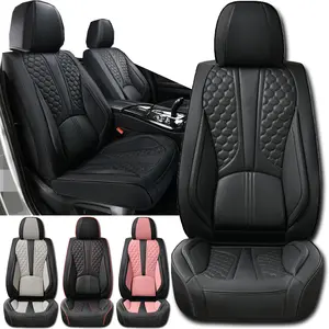 Car Seat Cover Custom Fit For Dodge Ram 1500 2500 3500 2002-2025 Nappa Leather Seat Cover Set Compatible With Crew Quad Regular Cab Pickup Truck Cushions (Black & Pink, Full Set)