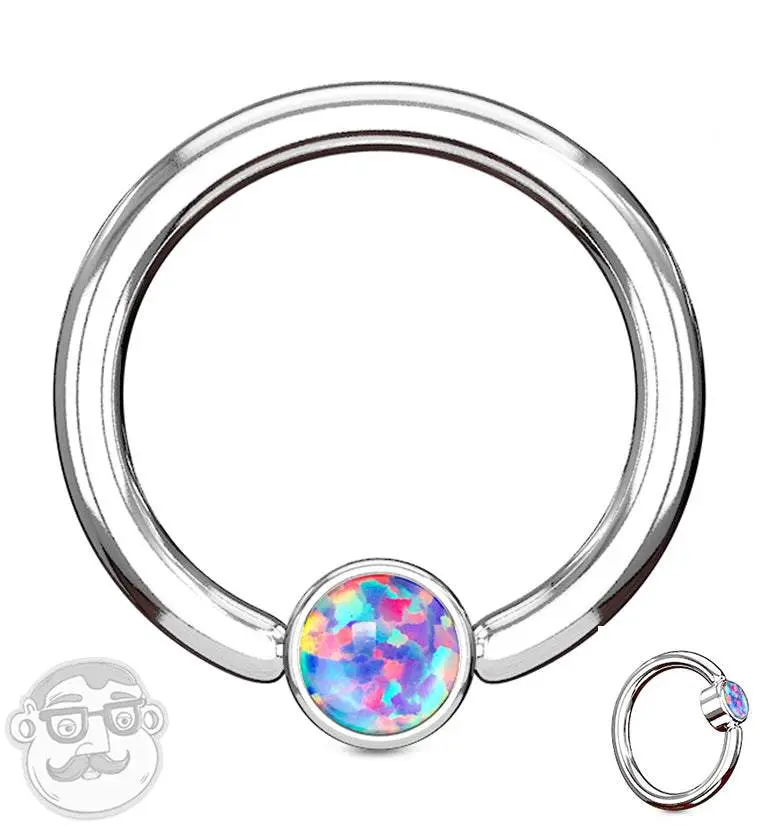 Purple Opalite Flat Disk Captive Ring