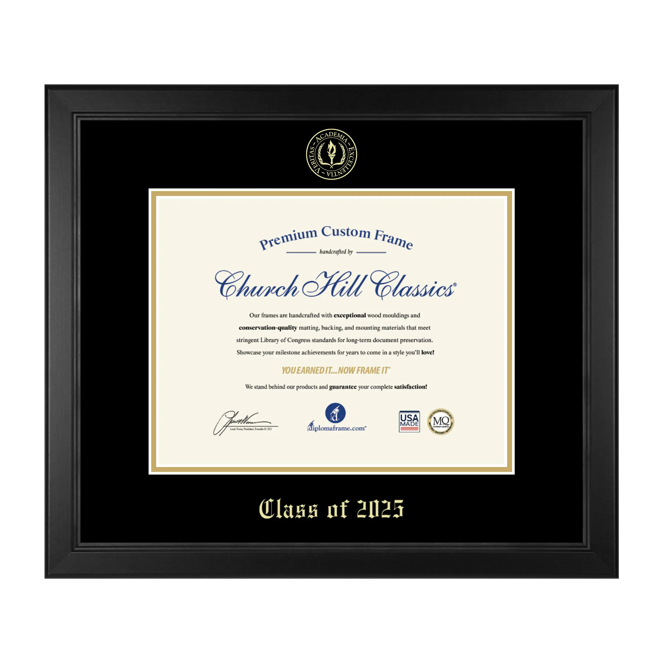 Gold Embossed Class of 2025 Diploma Frame - 8.5 x 11