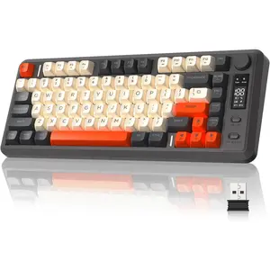 M75  Gaming Keyboard, RGB Backlit Rechargeable 2000mAh , Small Membrane But Mechanical Feel Keyboard with  Display & Knob, PBT Gradient keycaps for PC,  - Shimmer