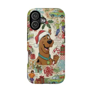 Christmas Scooby Doo Phone Case, Cute Christmas Cartoon Pastel Pattern Case Cover Compatible Pattern Protective Cover, Gift for Fan, Gift for Her, Gift for Him, many background, Cartoon