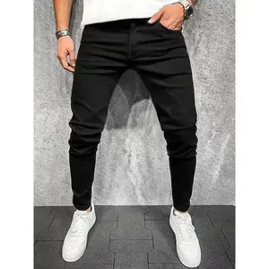 Men's Slim-Fit Black Jeans - Casual Street Style, All-Season Denim Pants, Stretch Cotton Blend, Smooth Finish, Street Style Pants|Slimfit Jeans|Stylish Tailoring pants  for  men banana  jeans