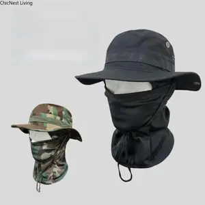 Camouflage Drawstring Bucket Hat Set, Windproof Round-Edge Outdoor Sun Hat, UV Protection & Breathable Design Perfect for Fishing, Hiking, Travel & All Outdoor ActivitiesCamouflage Drawstring Bucket Hat Set, Windproof Round-Edge Outdoor Sun Hat, UV Protec