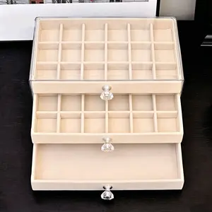 Divided Velvet Drawer Jewelry Storage Box Segmented Compartment Organizer for Necklaces Rings Earrings Bracelets Drawer Insert Velvet Lined Jewelry Holder