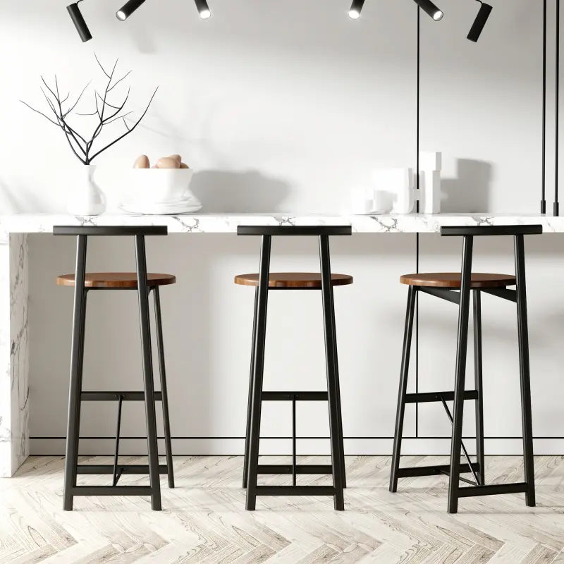 Bar Stool Set of 3 Counter Height Barstools with Back Armless Dining Chairs for Kitchen Island Bar Stool Set of 3 Counter Height Barstools with Back Armless Dining Chairs for Kitchen Island