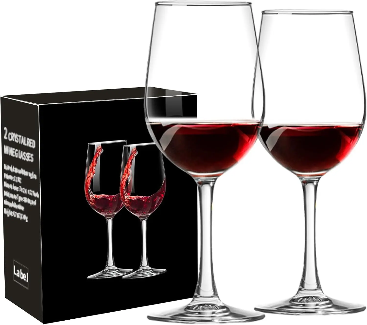 Wine Glasses Set of 2, 10 fl oz Long Stem Red Wine Glasses | 10 fl oz Capacity / Set of 2 / Long Stem Design / Glass Construction / Red and White Wine Gift