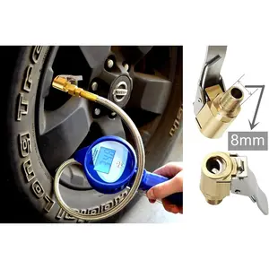 8mm Tire Air Chuck with Clip Adapter, No Leakage Tire Chucks for Vehicle Inflator Compressor Pump Connect Accessories Tool, Brass Locking Tire Inflator Nozzle Adapter Connect 8mm