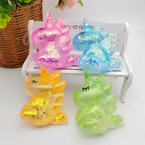 Glitter Bear Squishy Toy - Soft Transparent Squeeze Stress Ball for Anxiety Relief