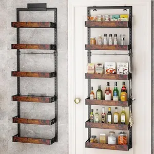 bukfen Over the Door Pantry Organizer, 6-Tier Pantry Door Organization and Storage, Heavy-Duty Metal Hanging Kitchen Spice Rack，1 Pack