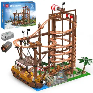 Mould King 11013 Roller Coaster Amusement Park Building Set, Fairground Theme Park Kit with Rollercoaster & Pirate Ship, Ideal Gift Model Building Kit for Adults (2174 Pieces)