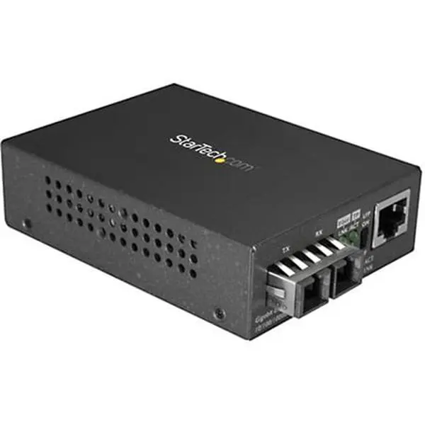 StarTech ST-MCMGBSCMM055 Gigabit Ethernet to SC Fiber Media Converter - Brown, AC Powered 550m Fiber Extender with Link Fault, 0.5 lbs, 1"x3.8"x2.8", for Computers & Office Equipment Network Components, 1" X 3.8" X 2.8"