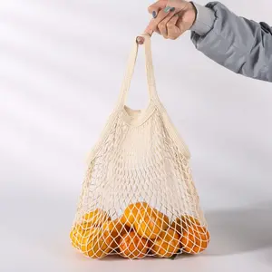 Reusable Cotton Mesh Shopping Bag Eco-Friendly Grocery Produce Everyday Carry Tote Organiser for Sustainable Living