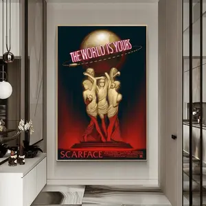 The World Is Yours Scarface Retro Trippy Painting Canvas Wall Art Picture Decoration Home