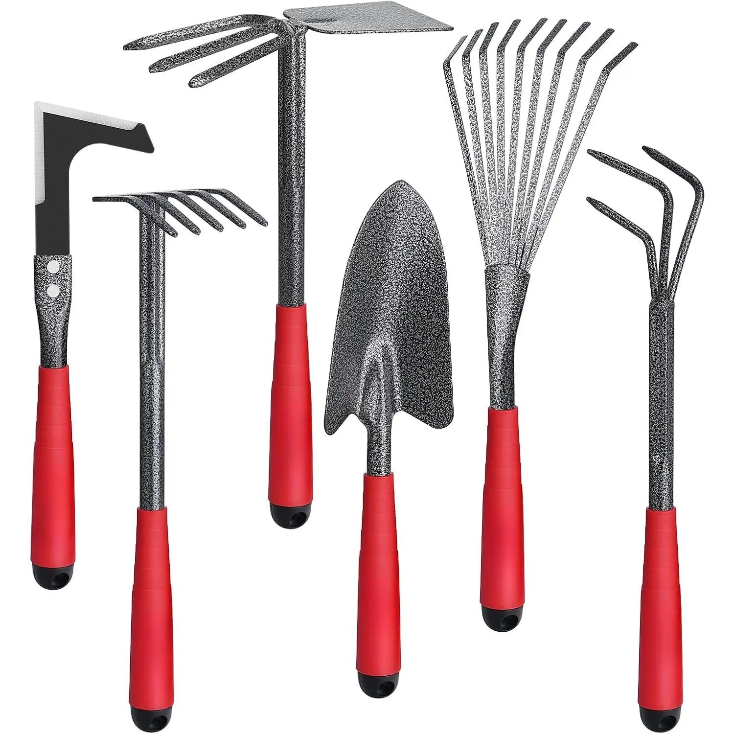 6-Piece Garden Tool Set, Heavy Duty Gardening Hand Tools,Includes Trowel, Rake, 2-in-1 Hoe & Crack Weeder, Durable Yard Gardening Tools, Ideal Gardening Gift for Men & Women