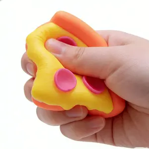 Pizza Squishy, Soft Squeeze Toy, Stress Relief Fidget Toy, Slow Rising Sensory Food Slice for Kids and Adults, Mini Pizza Novelty Desk Decor, Party Favor, Goodie Bag Gift, 10 cm Yellow