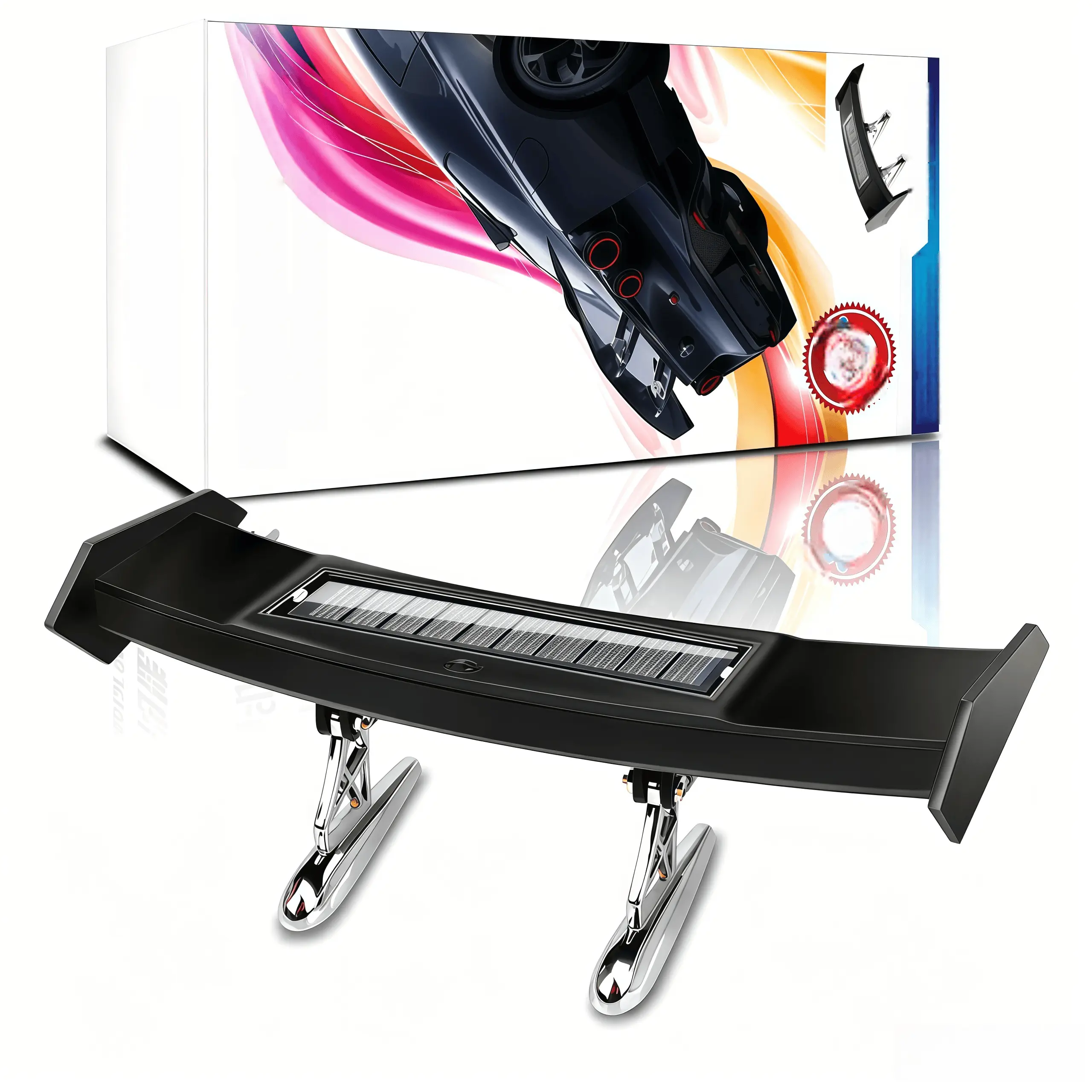 Universal Solar LED Mini Car Spoiler - Non-Polar Design, Plug & Play, Solar Panels, ABS Plastic, Cool Look, Night Glow Exterior Decoration Accessory for Most Cars