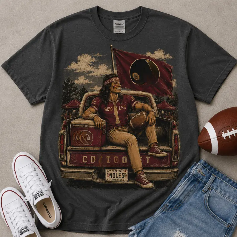 SeminolesVintage College Mascot T-Shirt, Distressed Campus Spirit Shirt, Classic Football Fan Apparel, Game Day Gift for Men Women, Soft Cotton Vintage Tee