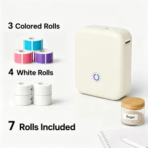 ZRZTM P11 Mini Bluetooth Label Maker, Portable Inkless Thermal Sticker Printer with 7 Rolls Paper, USB-C Rechargeable Label Printer for iOS Android, Home Office School Storage, Gift for Students
