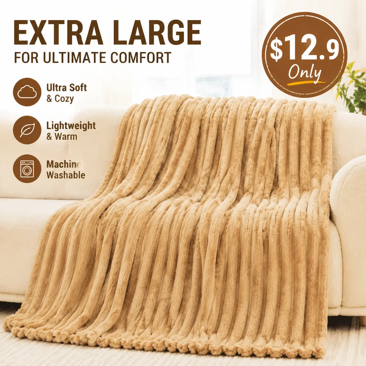 Fluffy Thick Plush Blanket - 1-Piece All-Seasons Body-Warming Sofa Throw, Soft Skin-Friendly, Ideal for Mid-Day Naps & Office Use, Pink & Multiple, Pink Blankets