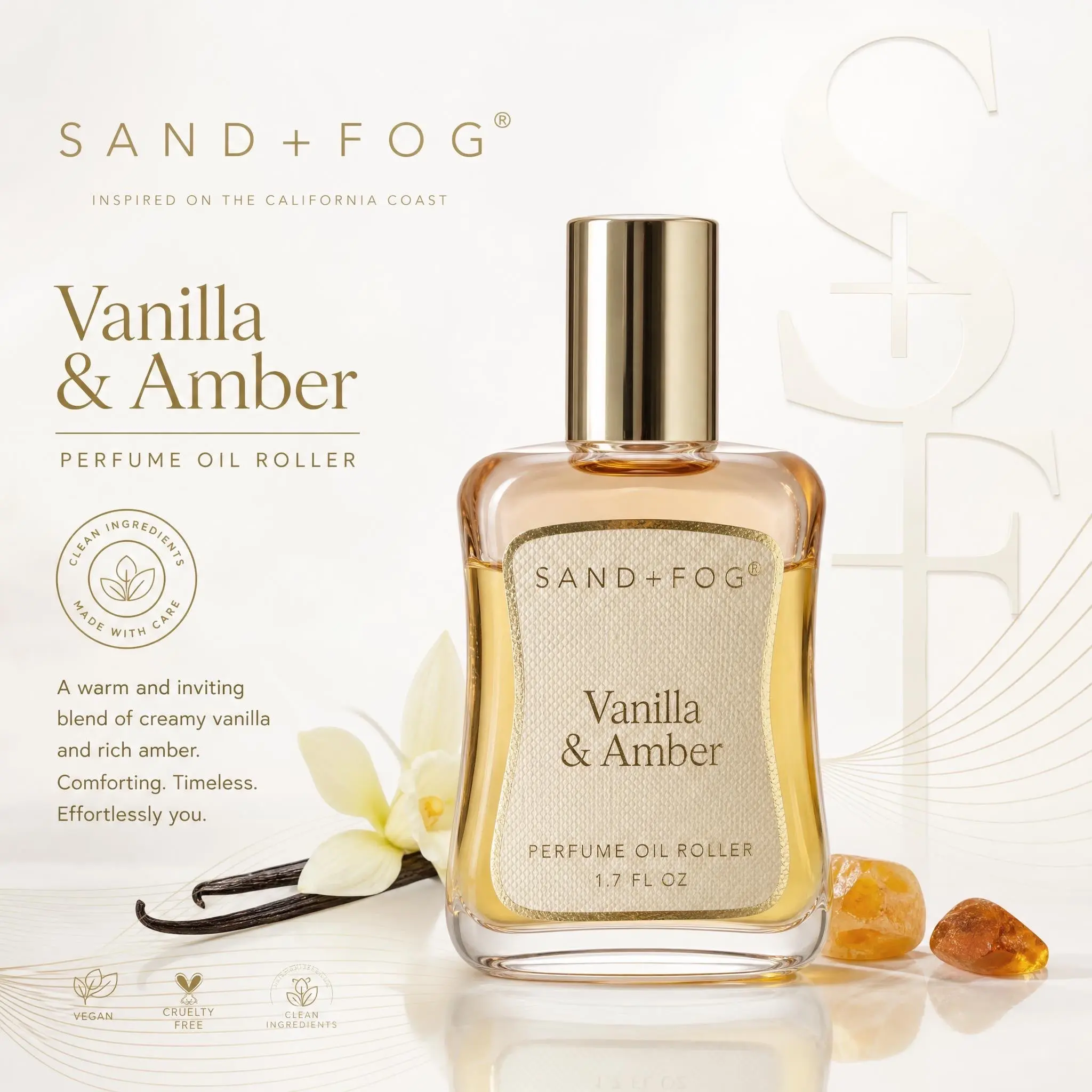 Women's Vanilla & Amber SAND +FOG  Perfume Oil Roller JNJ