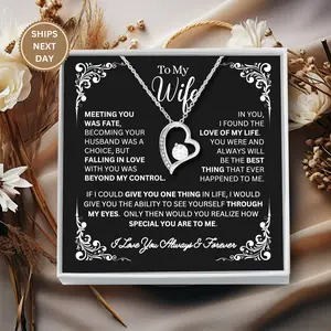 To My Wife Necklace From Husband With Heartfelt Message. Romantic Valentine's Day, Birthday, Christmas, Anniversary Gifts Ideas For Soulmate, Her.