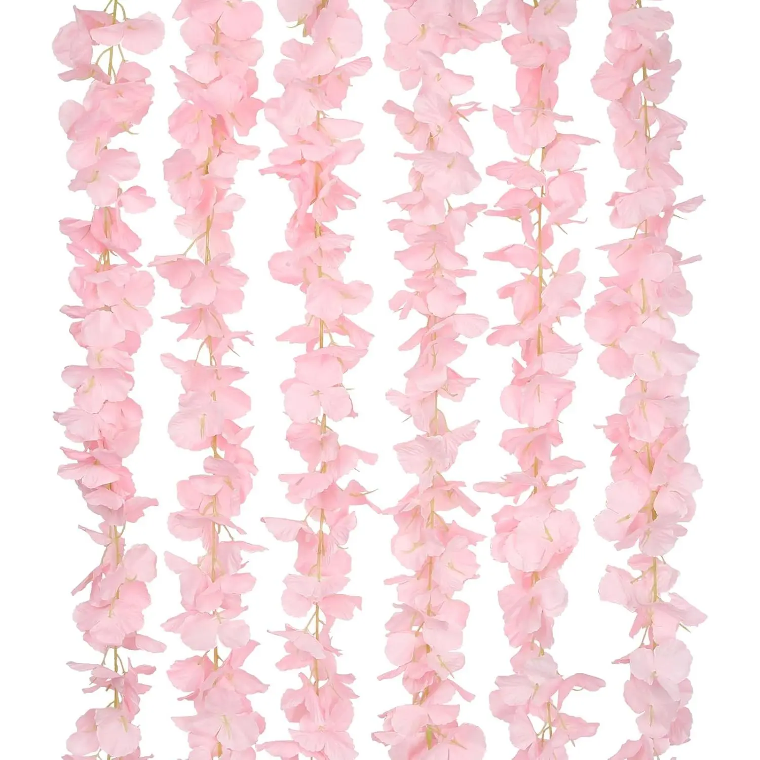 6 Pcs Wisteria Flower Garlands Pink Artificial Wisteria Hanging Flowers 6.7 Feet Silk Flowers Vines Hydrangea Garland for Backdrop Wedding Arch Party Outdoor Home Wall Garden Table Decor