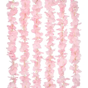 6 Pcs Wisteria Flower Garlands Pink Artificial Wisteria Hanging Flowers 6.7 Feet Silk Flowers Vines Hydrangea Garland for Backdrop Wedding Arch Party Outdoor Home Wall Garden Table Decor
