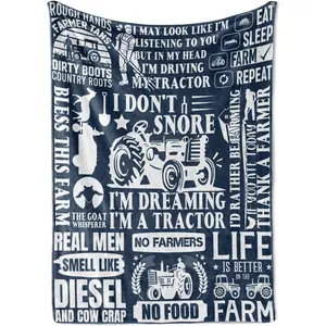 Farmer Gifts for Men, Flannel Blanket 50"" x 65"", Personalized Farmer Gift for Birthday, Thanksgiving's Day, Christmas - I Don't Snore, LEK-BLKT-Farmer-01IAMTRACTOR