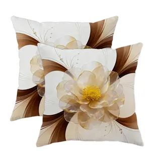 Elegant 2D Flat Flower Throw Pillows, Soft Velvet Material, Perfect for Home & Office Decoration, Durable Washable Design