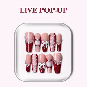 NailPhoria CORSET WHISPER - Valentine Handmade Press-On Nails | Reusable, Salon-Quality, Long-Lasting, Glossy Design