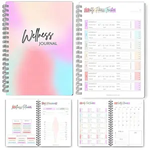 Health Journal Ultimate Planning Kit, 90-Day Health Fitness Gratitude Mindfulness Wellness Habit Tracker, Rainbow Color, A5 Spiral Bound