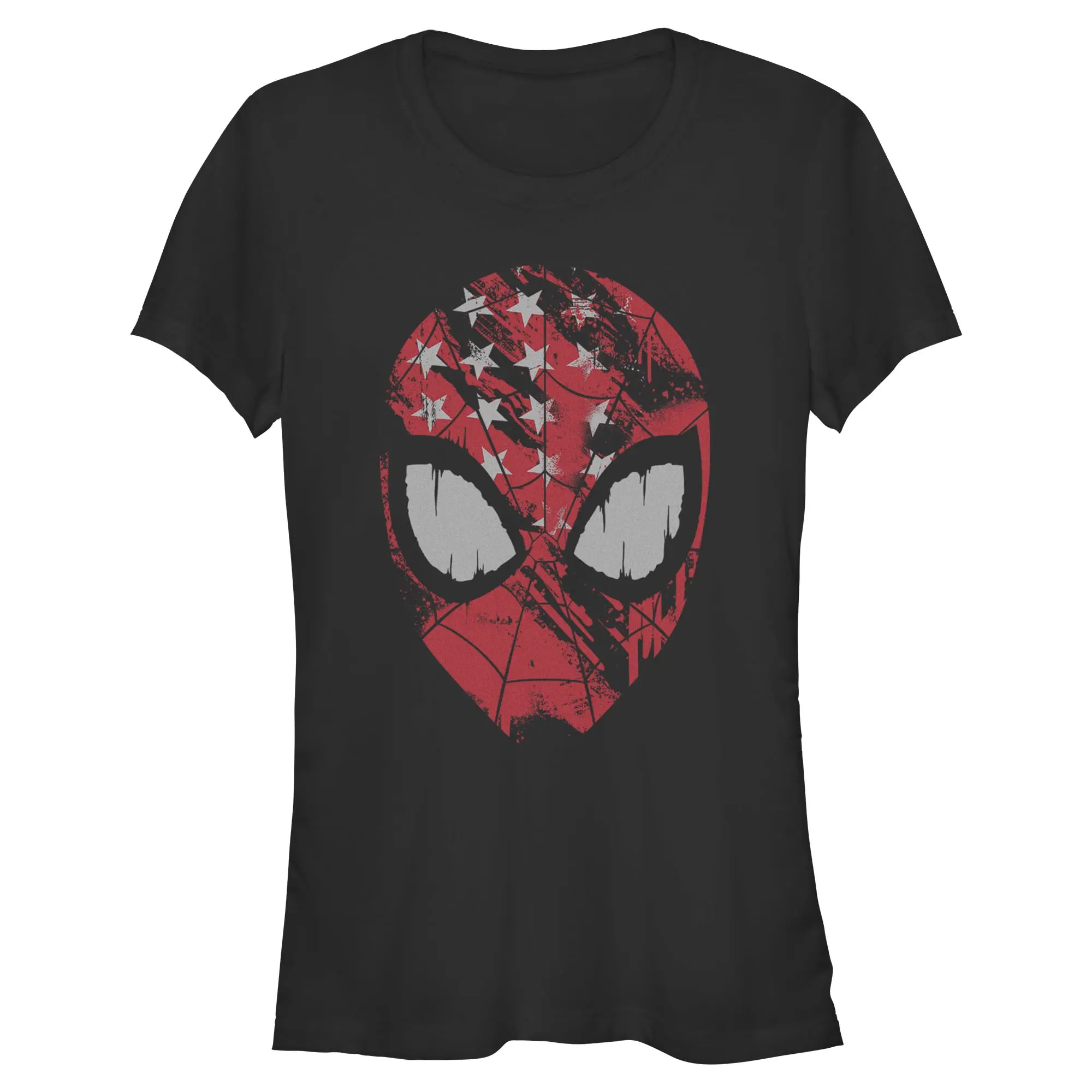 Marvel Spider-Man Juniors' Casual American Spidey Mask Graphic Tee, Shortsleeve Round Neck Patriotic T-Shirt