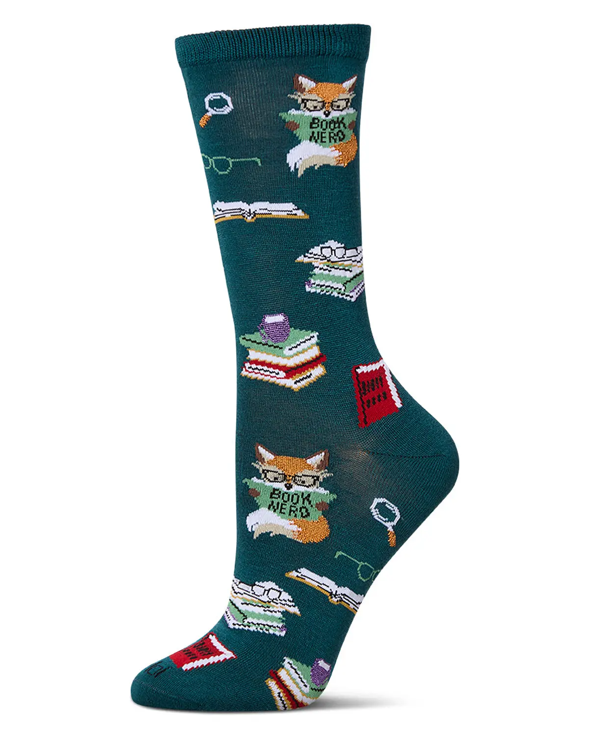 Women's "Book Nerd" Rayon Blend Novelty Crew Sock