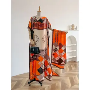 Women's Plaid Print Long Sleeve Kimono Cover Up & Scarf Set, Boho Style Shawl & Scarf Set for Beach Vacation, Fashion Accessories for Women