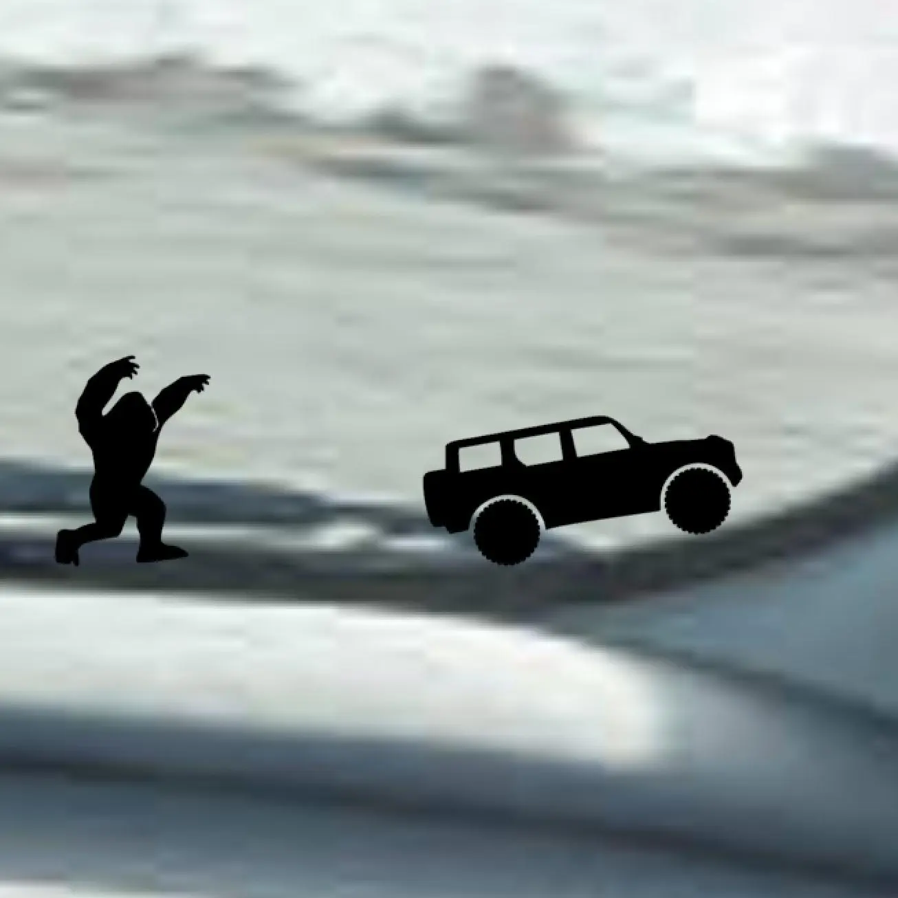 Bigfoot (Sasquatch) with 4 Door Vehicle decal - windshield Easter egg for Ford Bronco