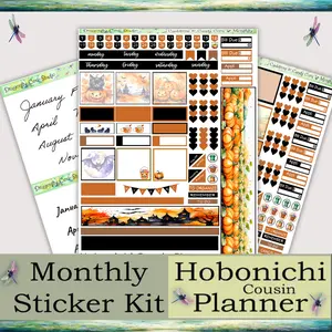 Hobonichi Cousin Monthly Cauldrons & Candy Corn Planner Sticker Kit