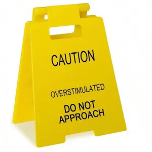 1 Pc Caution Overstimulated Desk Sign - Funny Office Desk Warning Signs For Colleagues, Employees, And Bosses, Durable And Lightweight Workspace Warning Signs And Office Decorations
