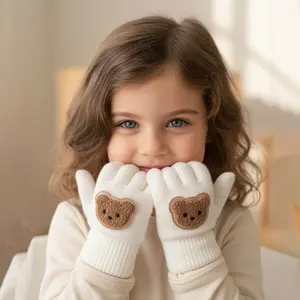 Cartoon Style Cute Elastic Knitted Gloves, Multiple Sizes and Colors, Fall/winter Warm Gloves, Lightweight High Stretch, Windproof