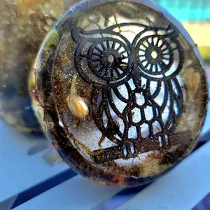 Owl Screw Top Stash Jar with Dried Flowers - Decorative Tin Jar Featuring Owl Design - Bottles