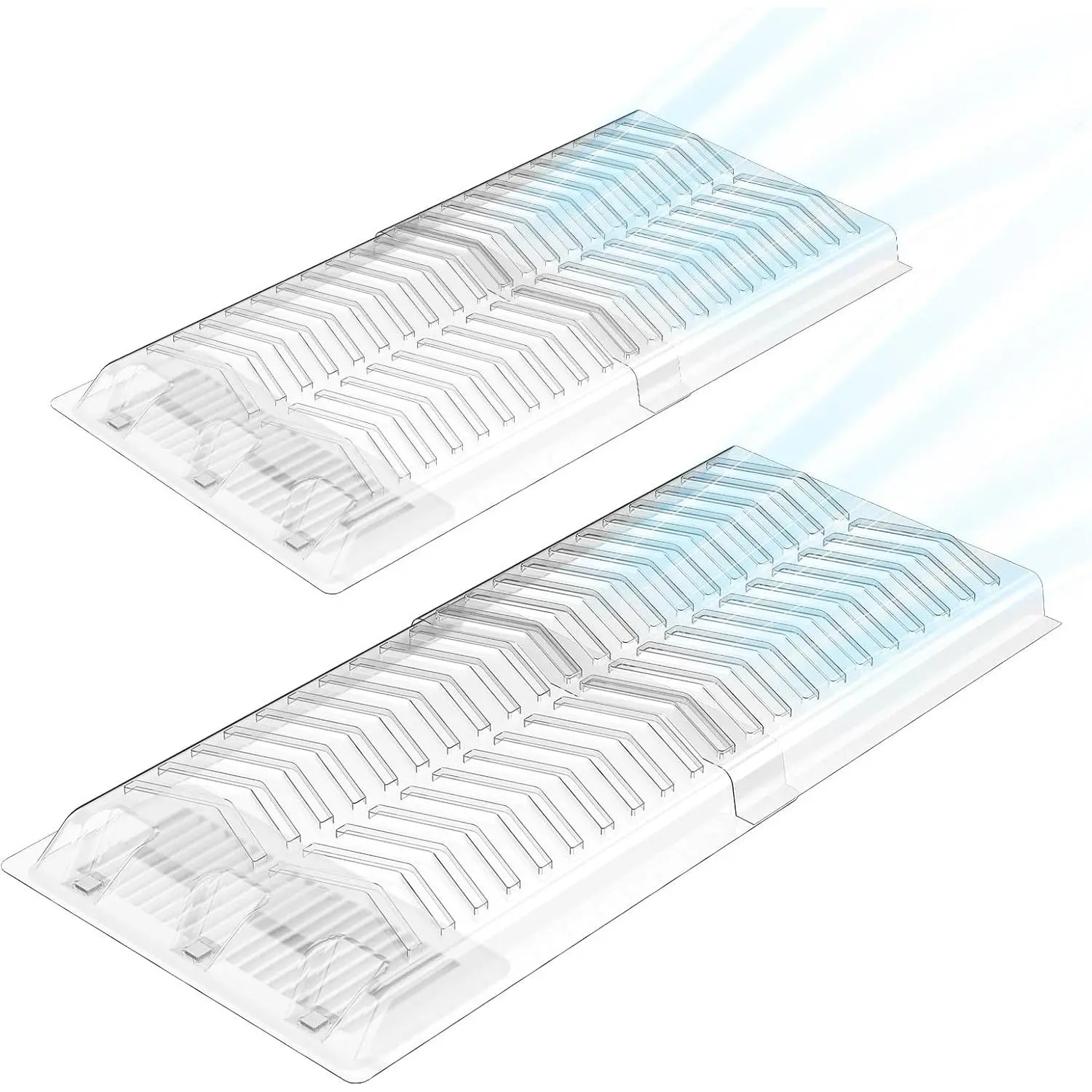 Vent Extender for Under Furniture - 2 Pack,Floor Vent Deflectors, 1.5mm Thick  Material, Vent Redirector for Metal Floor Register 10" and 12" Wide, Extends from 17" - 29"