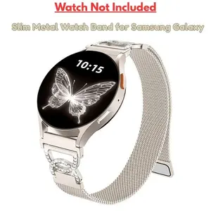 Slim Metal Watch Band for Samsung Galaxy (Watch Not Included) – 20mm Replacement Strap for Galaxy Watch 7/6/5/4/FE/Pro/Classic/Active 2, Women’s Stainless Steel Bracelet